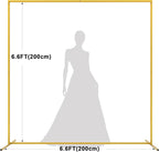 Asee'm 6.6FTx6.6FT Gold Wedding Arch Backdrop Stand Square Metal Rectangular Arch Frame for Ceremony Party Birthday Bridal Baby Shower Anniversary Arbor Balloon Decoration