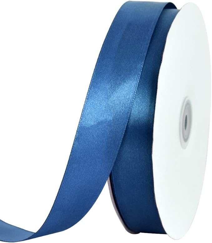 TONIFUL 1 Inch x 100yds Navy Deep Blue Satin Ribbon, Thin Solid Color Satin Ribbon for Gift Wrapping, Crafts, Hair Bows Making, Wedding Party Decoration, Invitation Cards, Floral Bouquets