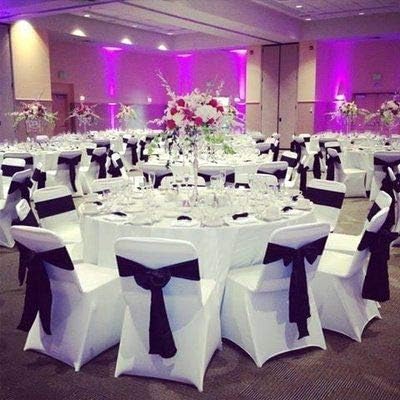 Obstal 50 PCS Satin Chair Sashes Bows for Wedding Reception- Universal Chair Cover Back Tie Supplies for Banquet, Party, Hotel Event Decorations