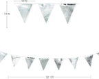 Silver Party Decorations Metallic Fabric Triangle Pennant Banner Silver Flag Bunting Garland for Graduation Birthday Wedding Bridal Shower Anniversary Engagement Bachelorette Party Decoration Supplies