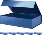 PACKHOME 6 Extra Large Gift Boxes 17.5x11.3x4.3 Inches, Sturdy Shirt Boxes with Magnetic Lids for Clothes and Large Gifts (Glossy Blue)