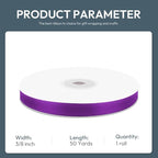 KMER LIFE 3/8" Wide x 50 Yards Purple Single Faced Polyester Satin Ribbon, Purple Satin Ribbon Perfect for Wedding Decor, Wreath, Crafts, Gift Wrapping & Other Projects (Purple)
