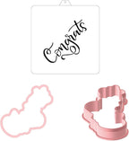 Congrats Hand Lettered Stencil and Cookie Cutter, Cookie Stencil, Cutter Stenci(Congrats)