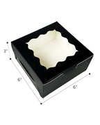Bakepacker 100pcs Black Cookie Boxes 6x6x3 inches Easy Assemble Macaroon Pastry Boxes Bakery Boxes with Window for Bakery