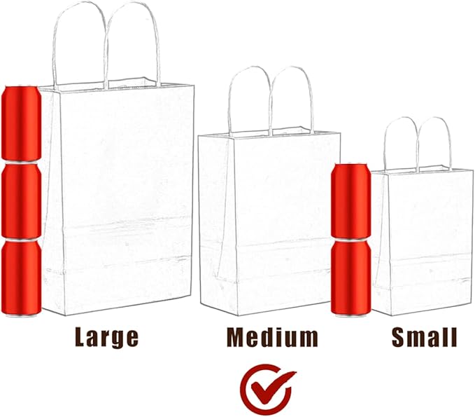 qiqee 50-Packs Light Blue Paper Gift Bags with Handles Bulk 11"x8.3"x4.3" Medium Size Paper Bags Multiple Uses