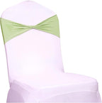 MDS Pack of 75 Spandex Chair Sashes Bows Elastic Stretch Dining Chair Bands Ties Without Slider Buckle Universal fits for Wedding Baby Shower Birthday Party Banquet Event Decoration - Sage Green