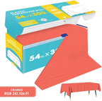 Orange Plastic Table Cover Roll - 54IN x 300FT, Table Cloth for Rectangle Table with Slide Cutter, Plastic Table Cloth Disposable with Cut-to-Size Design for Weddings, Banquets, Parties