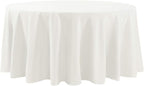 120 inch Round Tablecloth Washable Polyester Table Cloth Decorative Table Cover for Wedding Party Dining Banquet（120 inch,Ivory）