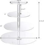 Boxalls Cupcake Stand, 4 Tier Round Acrylic Cupcake Display Stand Holder, Clear Dessert Pastry Tower for Wedding, Birthday, Theme Party, Baby Shower