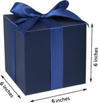 COTOPHER Small Gift Boxes 25 Pack 6x6x6 inches Blue Gift Boxes with Lids for Gifts, Crafting, Wedding Party Favor, Cupcake Boxes, Candy, Bridesmaids Proposal Box with Ribbons and Stickers