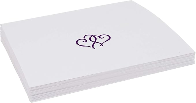 Linked Hearts Place Cards, Eggplant (Choose Color), Set of 150, Pre-cut and Scored - Wedding, Party, Dinner, and Special Events - Made in the USA