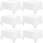 6 Pack White Square Tablecloths 52 x 52 Inch, White Polyester Table Cover for Square Table, Stain and Wrinkle Resistant Washable Fabric Tablecloth, Polyester Tablecloth for Restaurant Banquet Party