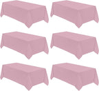 VidaFete Tablecloth 6 Pack 90 * 132inch Rectangle Table Cloth Polyester, Stain Wrinkle Resistant Polyester Dining Table Cover for Kitchen Dinning Party Wedding Rectangular Buffet Decoration(Pink)