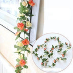 Miracliy 5Pcs 41FT Flower Garland Artificial Rose Arch Vines Fake Spring Floral Garland for Flower Wall Backdrop Wedding Mothers Day Garden Tea Party Decoration