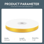 KMER LIFE 3/8" Wide x 50 Yards Yellow Single Faced Polyester Satin Ribbon, Yellow Satin Ribbon Perfect for Wedding Decor, Wreath, Crafts, Gift Wrapping & Other Projects (Yellow)