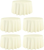 LTC LINENS 5 Pack 108 Inch Round Tablecloths Ivory - Great for 48 Inch Round Table Floor Length - Wrinkle Resistant Polyester Fabric Cloth for Wedding