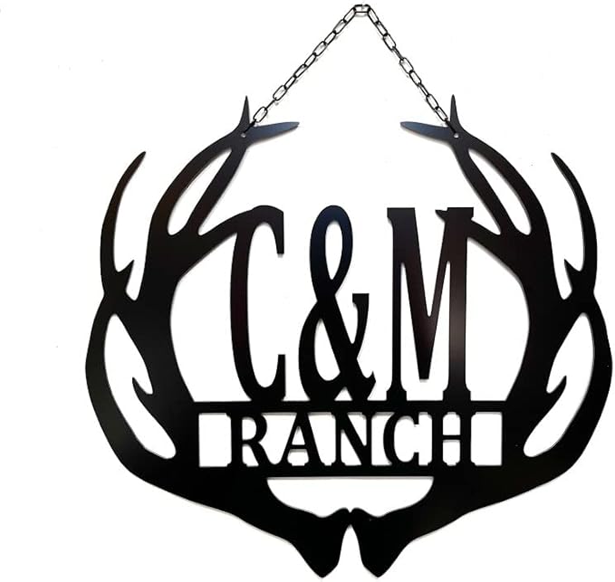 Personalized Couple Initial Last Name Sign For Outdoors or Inside, Custom Deer Buck Elk Antler Sign for Deer Hunting Couple Gift Wedding, Anniversary, New Home Cabin Rustic Ranch