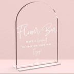 Wedding Signs，Flower Bar Sign, 5 x 7 Inch Arch Acrylic Sign, Wedding Sign for Ceremony and Reception, Wedding Supplies, Wedding Decoration (White)