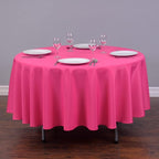 LinenTablecloth 90-Inch Round Polyester Tablecloth Fuchsia
