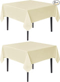 sancua Square Tablecloths 70x70 Inch, 2 Pack - Beige Fabric Table Cloth for Square or Round Tables, Washable Polyester Table Cover for Outdoor Party, Birthday, Decorative Display Tables