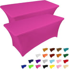 IVAPUPU 2 Pack 4FT Table Cloth for Rectangular Fitted Events Stretch Fuchsia Table Covers Washable Cover Spandex Tablecloth Protector for Party, Wedding, Cocktail, Banquet, Festival