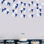 30 Ft Navy Blue White and Silver Party Decorations Royal Blue Triangle Flag Pennant Banner Bunting for Graduation Birthday Wedding Bridal Shower Nautical Ahoy Achor Theme Party Decorations Supplies