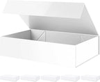 PACKHOME 6 Extra Large Gift Boxes 17.5x11.3x4.3 Inches, Sturdy Shirt Boxes with Magnetic Lids for Clothes and Large Gifts (Glossy White)
