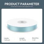 KMER LIFE 5/8" Wide x 50 Yards Baby Blue Single Faced Polyester Satin Ribbon, Baby Blue Satin Ribbon Perfect for Wedding Decor, Wreath, Crafts, Gift Wrapping & Other Projects (Baby Blue)
