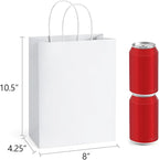 BagDream 50Pcs Gift Bags 8x4.25x10.5 Kraft Paper Gift Bags with Handles Bulk for Shopping, Wedding, Party Favor, Merchandise, Retail, White Paper Grocery Sacks