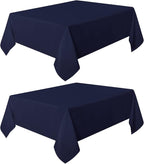 sancua 2 Pack Navy Tablecloth 54 x 54 Inch, Stain and Wrinkle Resistant Square Table Cloth - Washable Polyester Table Cover for Dining Tables, Buffet Parties and Camping