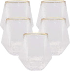 40 count Diamond Unbreakable Stemless Plastic Wine Champagne Whiskey Glasses Elegant Durable Disposable Indoor Outdoor Ideal for Home, Office, Bars, Wedding, 12 Ounce Cups (Hammered Gold Rim)