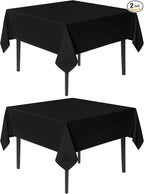 sancua Small Square Tablecloths 2 Pack - 36x36 Inch - Black Table Cloth for Square or Round Tables, Washable Polyester Fabric Table Cover for Nightstand End Bedside Tables
