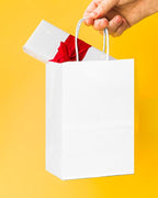 Bakepacker 100 Pcs White Mini Paper Gift Bags with Handles 6"x4.5"x2.5" Party Favor Bags Multiple Uses (Mini size)