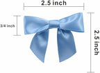 2.5" Hgzgch Light Blue Satin Ribbon Bow for Gift Wrapping, Premade Bows for Crafts, Cake, Party Favors, Handmade Bows with Double-Sided Tape, Self Adhesive Gift Bows for Presents, Treats - 50pcs