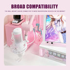 BOMGE Boom Arm Mic Stand - Adjustable Heavy Duty Suspension Boom Scissor Arm Stand with Cable Management Channels, Desk Clamp for Podcasts, Streaming, Gaming, Home Office, Recording (Pink)