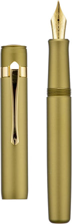 HONG DIAN M2 Black Forest Mini Fountain Pen, Extra Fine Soft Nib & Sleek Shape Aluminium Short Pocket Travel Pen (Olive Green)