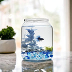 HappyFiller 14 OZ Faux Crystal Acrylic Gems Ice Rock Stones Blue,Clear Mix for Glass Vase Fillers,Art Crafts, Aquarium Fish Tank,Floral Display,Table Scatter,Boy Bluey Birthday Party Decor,Home Accent