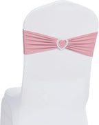 Howhic Pack of 30 Spandex Chair Sashes Bows Stretch Chair Cover Band with Buckle Slider Universal Elastic Chair Ties for Wedding Banquet Party Event Decoration (Dusty Pink)