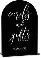 Black Cards and Gifts Sign, Wedding Engagement Bridal Shower Baby Shower Party Decor for Reception Reception, Weddings Acrylic Sign