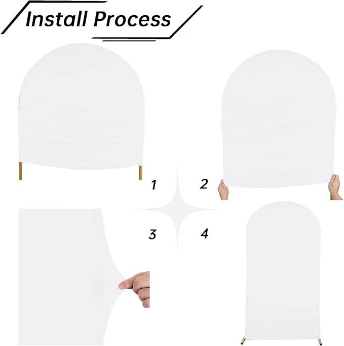 bricia Wedding Arch Backdrop Stand Cover, 7.2FT Double Sided Stretchy Arch Cover Fitted Wedding Birthday Party Banquet Decoration (White 86.4''Lx48''W)
