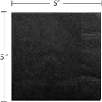 JAM PAPER Small Beverage Napkins - 5 x 5 - Black - 50/Pack