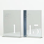 JINMURY Sliver Wedding Table Numbers 1-15 with Stands, 5"x7" Sliver Mirror Acrylic Table Numbers for Wedding Reception (Sliver Mirror White Font, Number 1-15, 5"x7")
