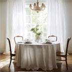 EVERLY 100% Pure Linen Round Tablecloths 90Inch Round Machine Washable Tablecloth for Thanksgiving,Decorative Halloween,Buffet Parties,Picnic,Events,Weddings and Restaurants-White