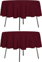 sancua 2 Pack Round Tablecloth 60 Inch Burgundy, Stain and Wrinkle Resistant Table Cloth - Washable Polyester Table Cover for Dining Tables, Buffet Parties and Camping