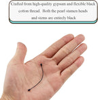 HAHIYO 700Pcs 3mm Fully Black Pearl Double Head Flower Pistil Handmade Artificial Pistil para Flore Pearlized Floral Stamen Pollen for Flower Making Scrapbook Decoration