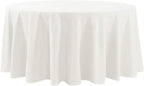 108 inch Round Tablecloth Washable Polyester Table Cloth Decorative Table Cover for Wedding Party Dining Banquet（108 inch,Ivory）