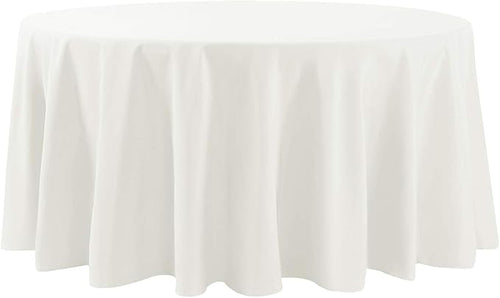 108 inch Round Tablecloth Washable Polyester Table Cloth Decorative Table Cover for Wedding Party Dining Banquet（108 inch,Ivory）