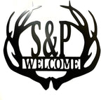 Personalized Couple Initial Last Name Sign For Outdoors or Inside, Custom Deer Buck Elk Antler Sign for Deer Hunting Couple Gift Wedding, Anniversary, New Home Cabin Rustic Ranch
