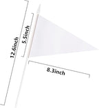 12 Pack White Pennant Flags Small Mini Hand Held Solid Color Pennant On Sticks Flags with 12.6"Solid Pole & Spear Top,Party Events Celebration,School,Grand Opening,Kids Birthday,Sports Clubs,Flower Pot