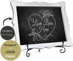Small Chalkboard Sign with Easel (11x13) + White Liquid Chalk Marker | Hanging or Freestanding Framed Chalkboard with Hand Crafted Sweetheart Frame - Multipurpose